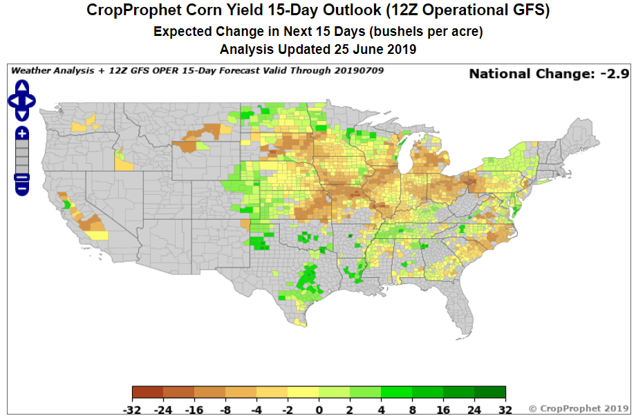 Map of the 12Z GFS Operational Yield Forecast