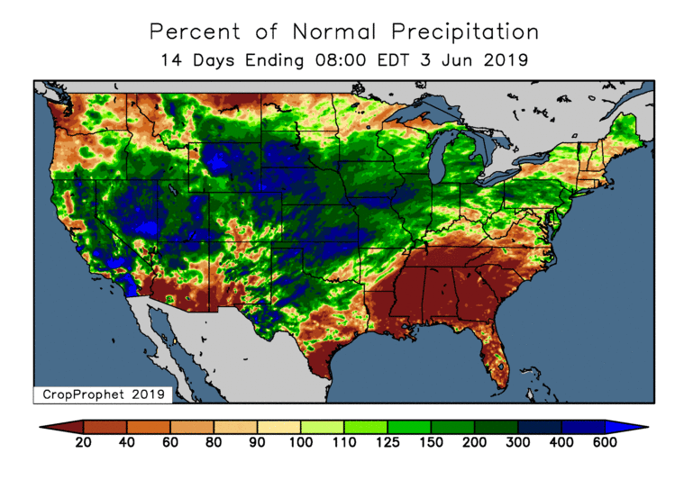 CropProphet Precipitation Analysis - End of May, 2019
