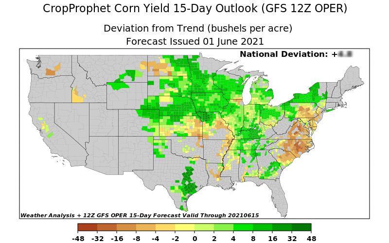 12Z GFS Operational Run Corn Yield Forecast