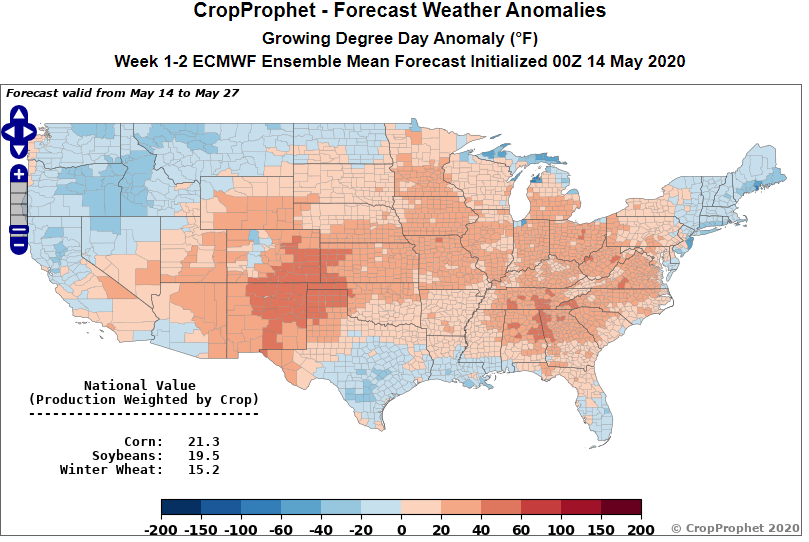 Crop Weather Forecast: Example degree day forecast