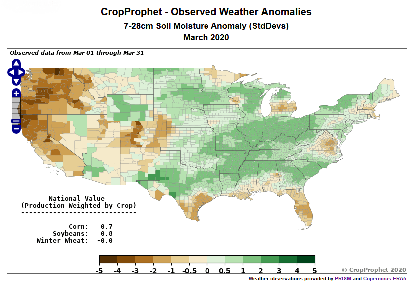 CropProphet March 2020 Average Soil Moisture