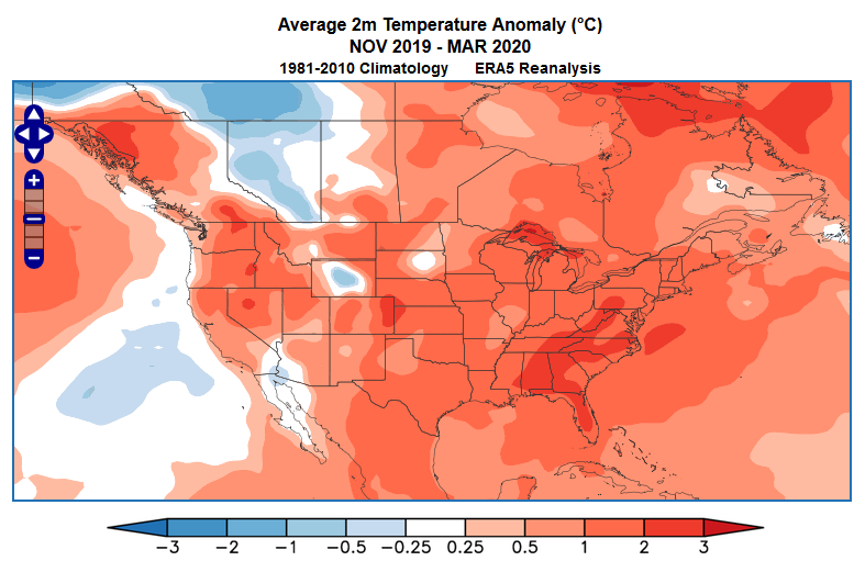 November '19 to March 2020 temperature anomalies:   CropProphet