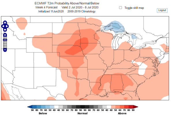 World Climate Service ECMWF Week 4 Temperature Forecast