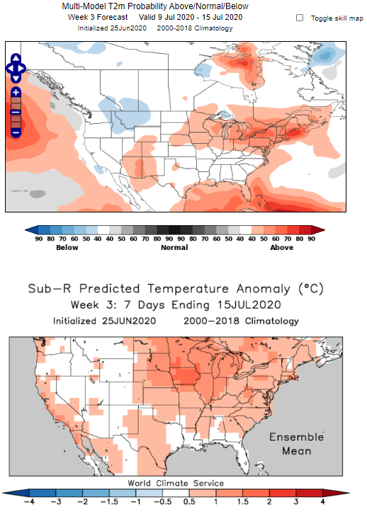 MME and SubR comparison: Midwest Heat Wave Forecast