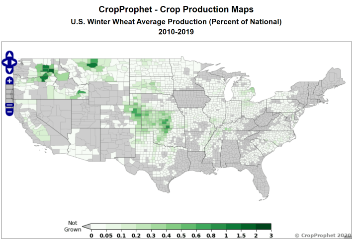 Winter Wheat Production by County