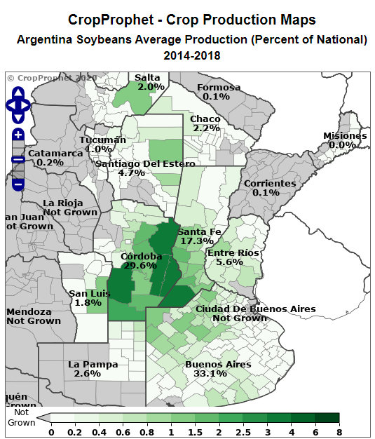 Argentina Soybean Production Map