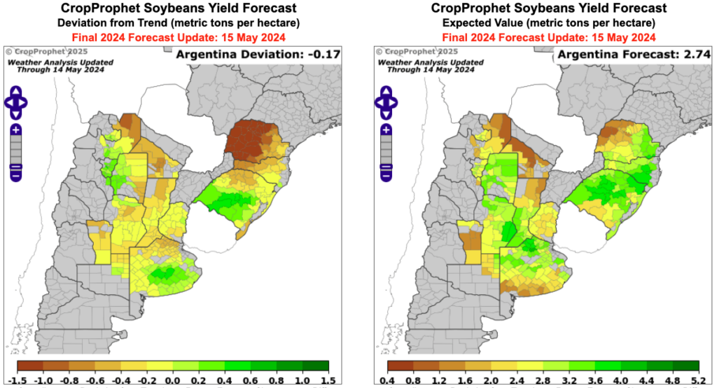 Argentina Soybean Yield Forecast for 2024 and the final estimate