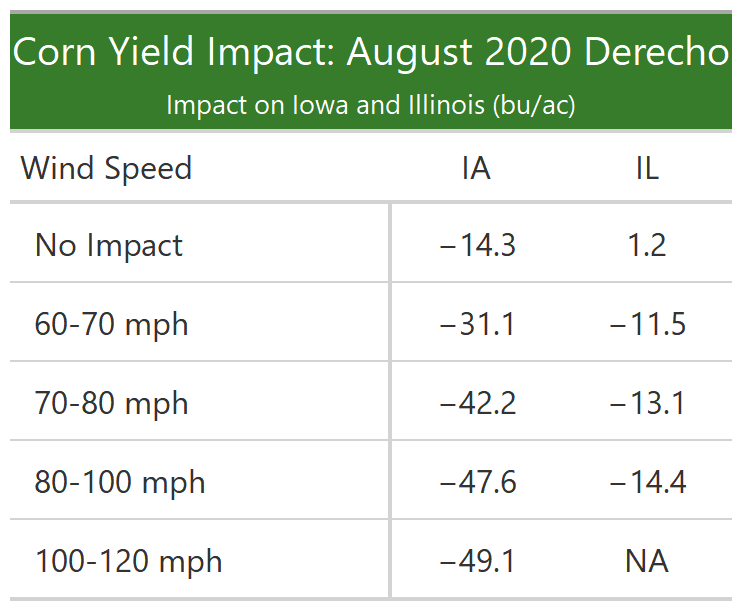 Iowa Derecho Damage Estimate: Corn