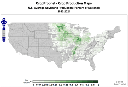 Where are soybeans grown in the United States