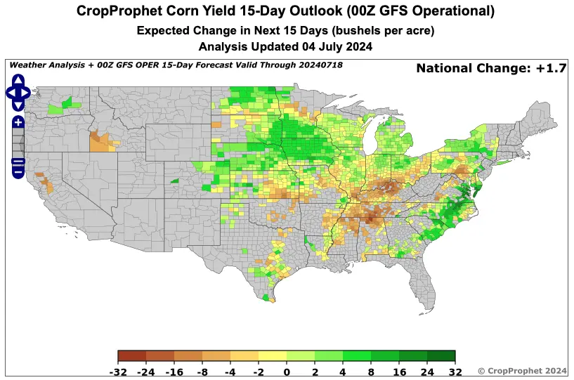 12Z GFS Forecast Corn Yield Forecast Impact