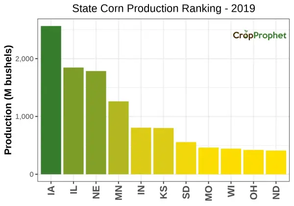 Corn Production by State - 2019 Rankings