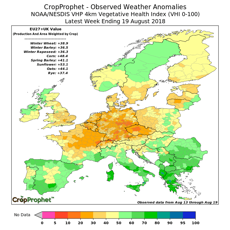 CropProphet Observed VHI Anomaly for Crop Yield Monitoring