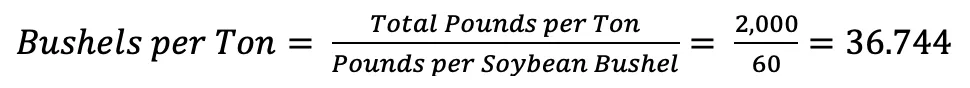 Bushels per ton of soybeans equation.